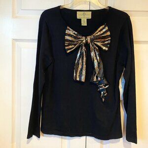 Design Options Black Knit Bow Sweater